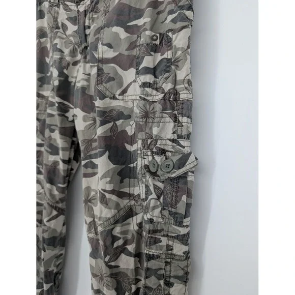 VTG Nobo Low Rise Cargo Pants 5 Floral Camo 90s Y2K Gorpcore Utility Streetwear - Picture 6 of 14